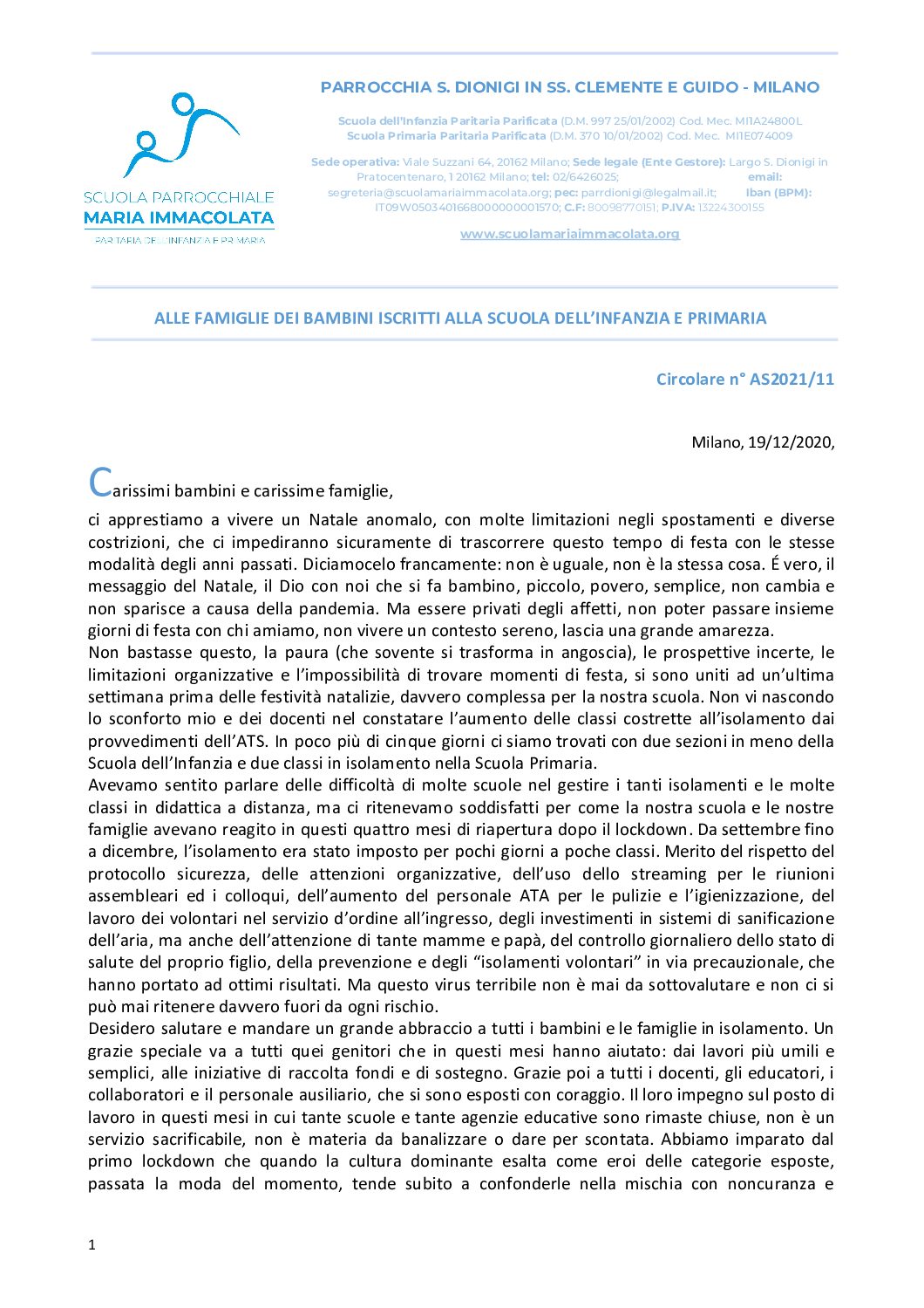 Circolare del Direttore della scuola n.11