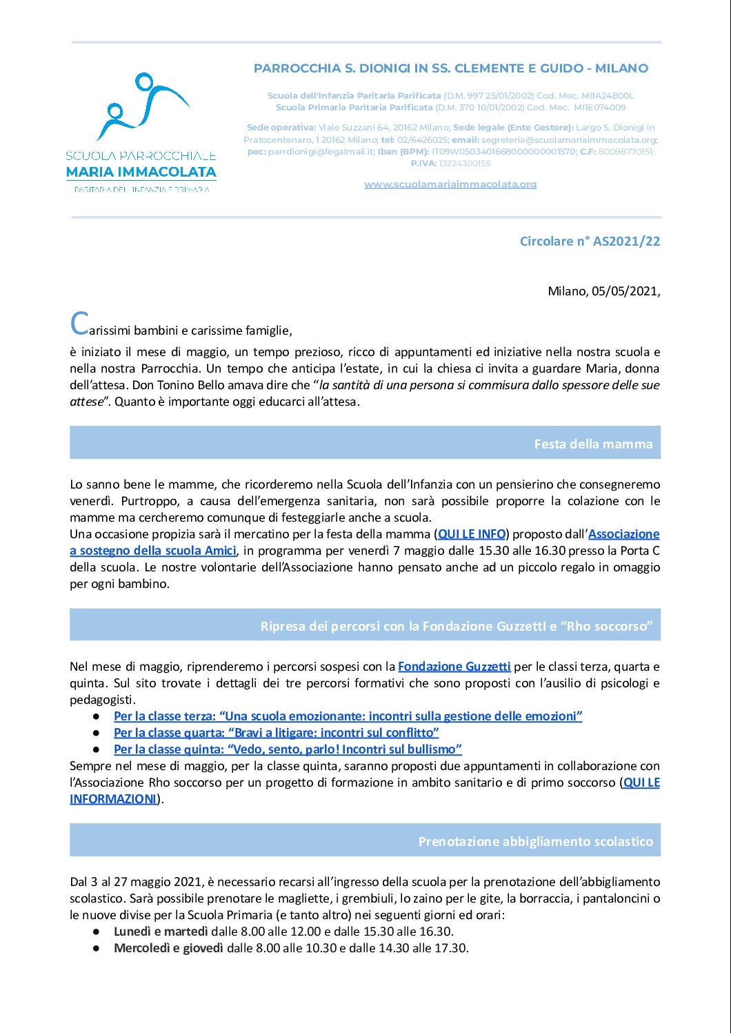 Circolare del Direttore della scuola n.22