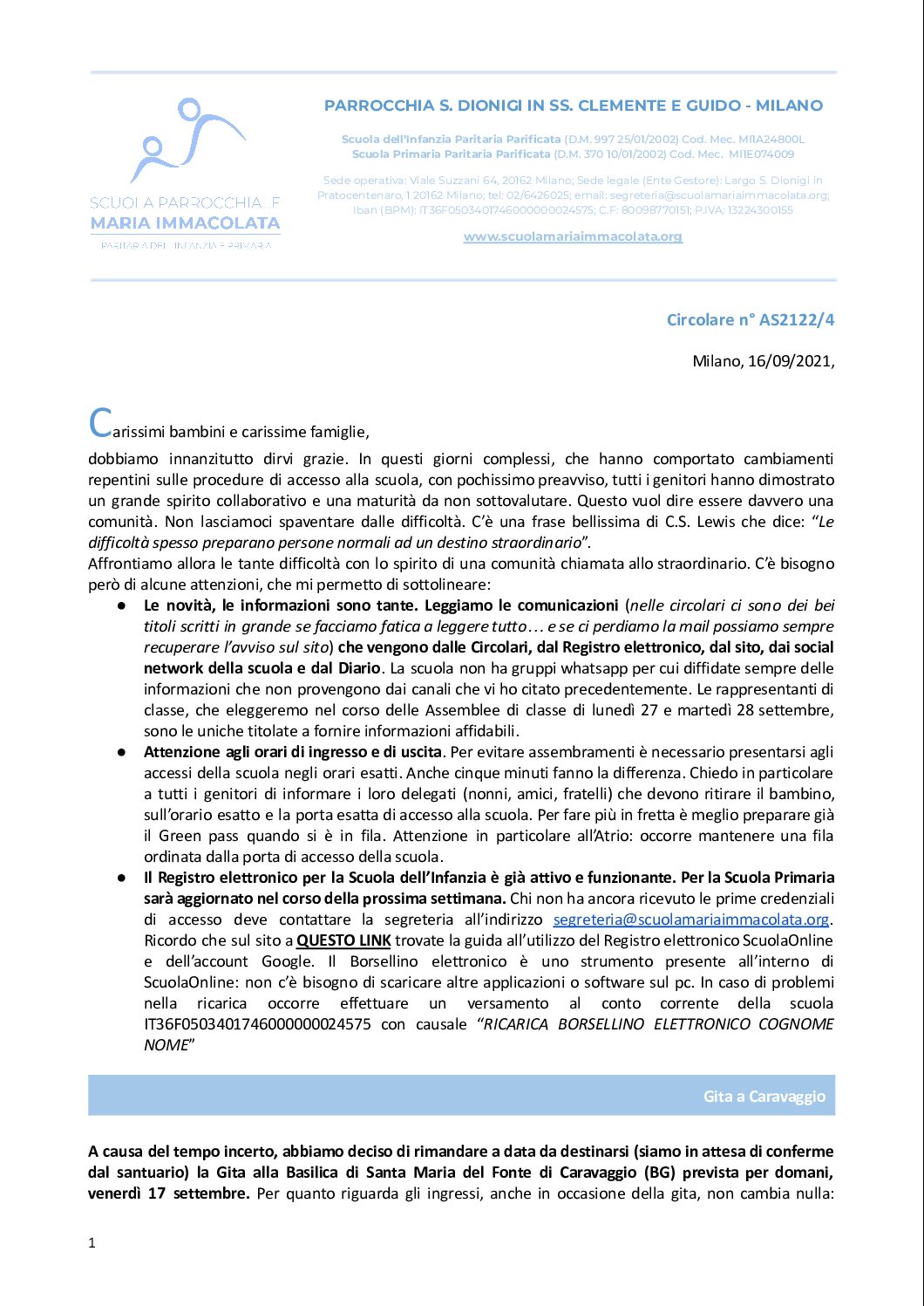 Circolare del Direttore della scuola n.4