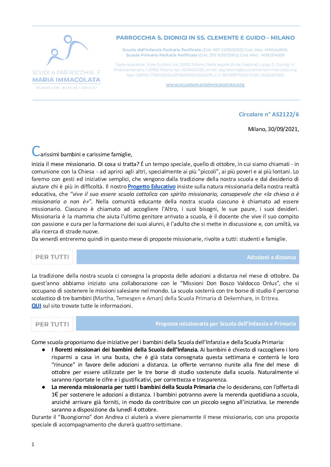 Circolare del Direttore della scuola n.6