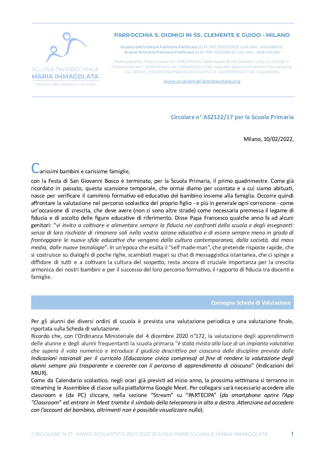 Circolare del Direttore della scuola n.17