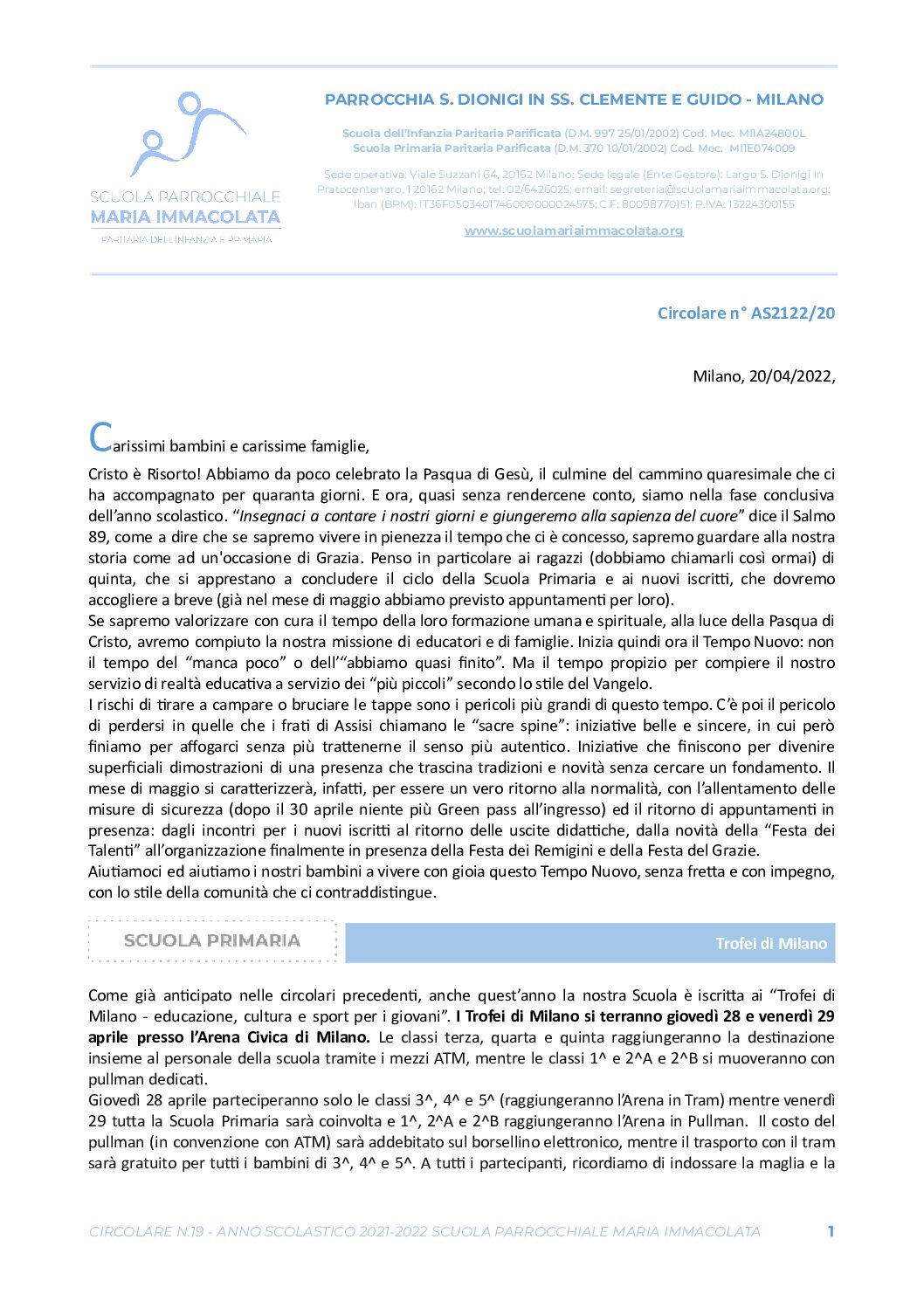 Circolare del Direttore della scuola n.20