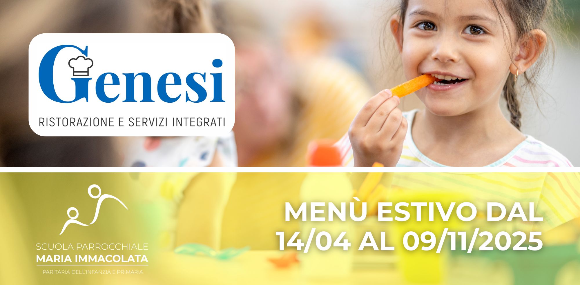 Menù del servizio mensa dal 14 aprile al 9 novembre 2025